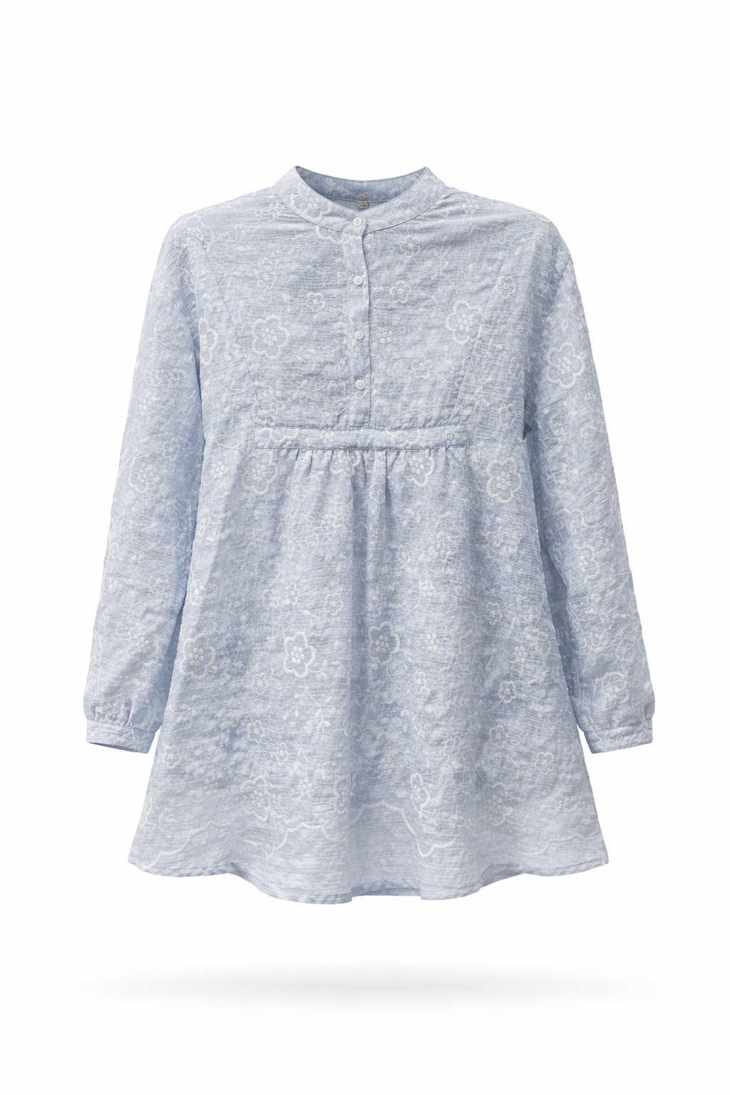 Ethereal Blooms: Pastel Floral Embroidered Tunic