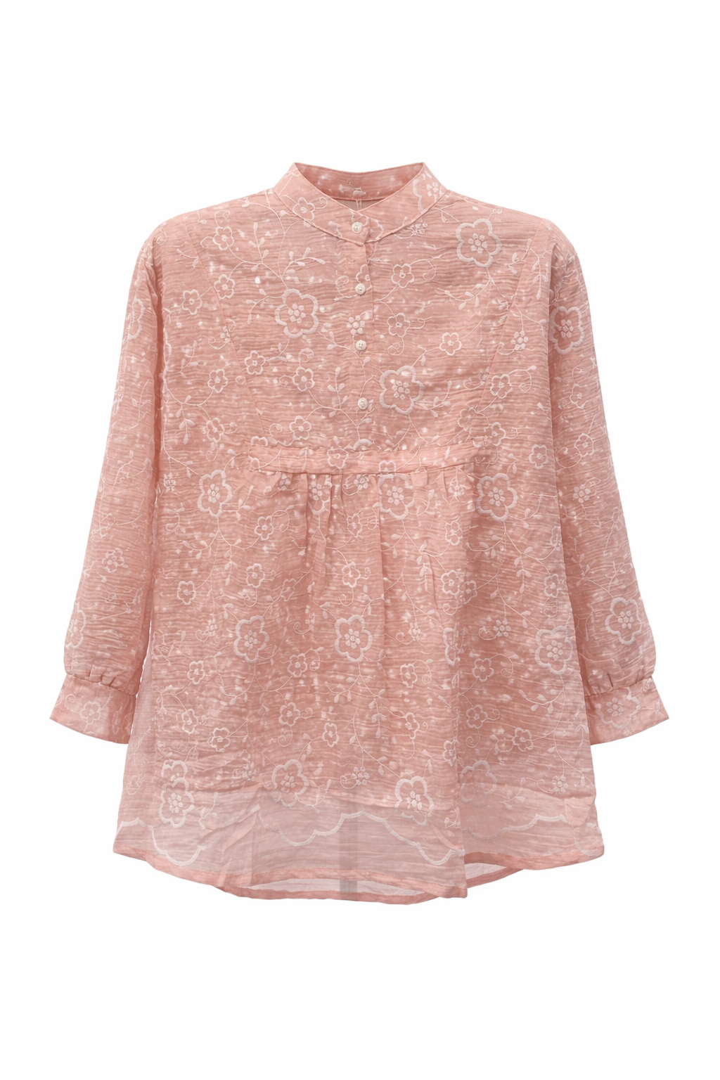 Ethereal Blooms: Pastel Floral Embroidered Tunic