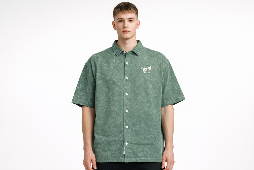 Vintage Washed Green Button-Up Shirt