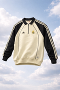 Real Madrid Retro Quarter-Zip Sweatshirt – Cream & Black
