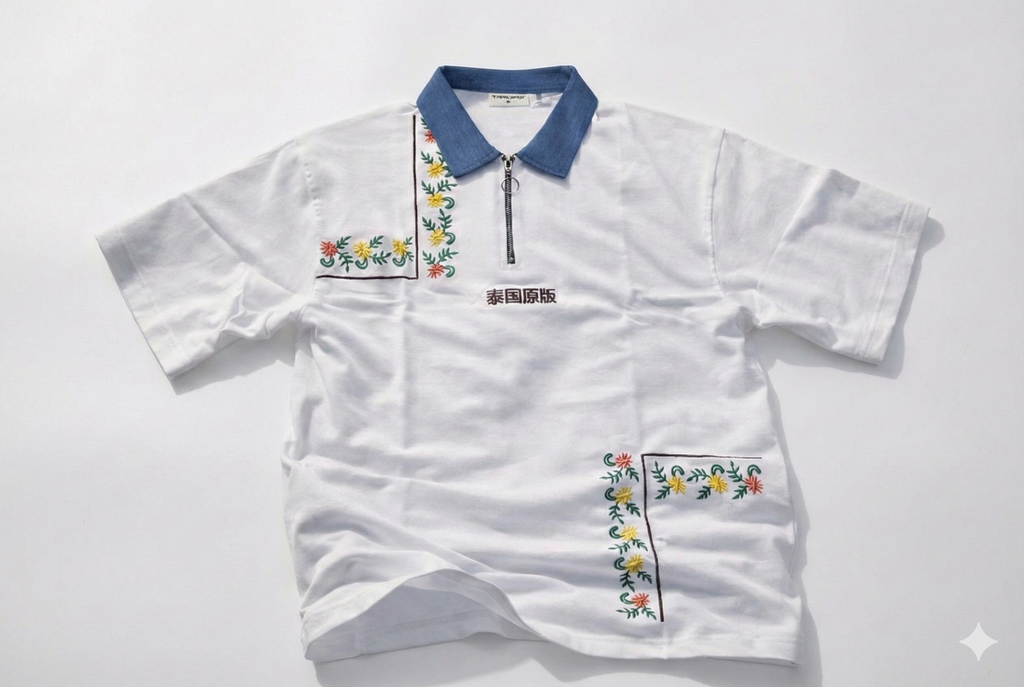 Retro Floral Oversized Polo T-Shirt