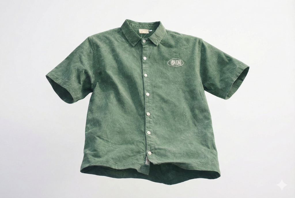 Vintage Washed Green Button-Up Shirt